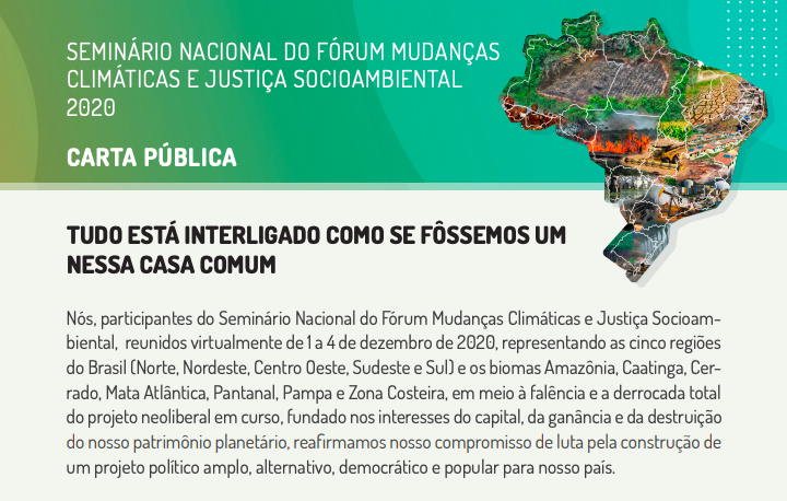 SEMINÁRIO NACIONAL DO FÓRUM MUDANÇAS CLIMÁTICAS E JUSTIÇA SOCIOAMBIENTAL 2020